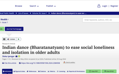 Indian dance (Bharatanatyam) to ease social loneliness and isolation in older adults